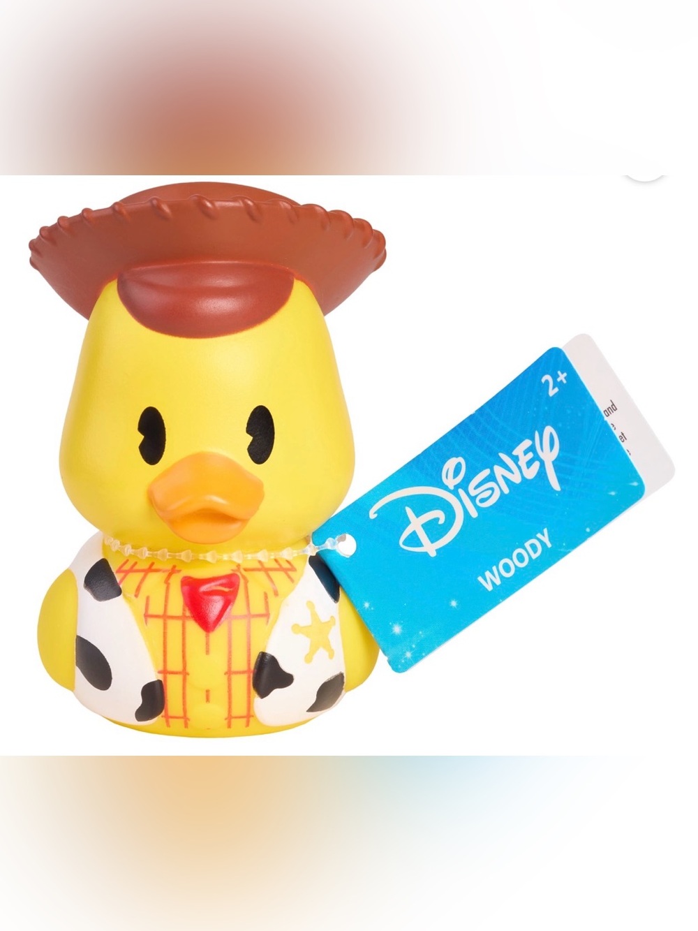 Disney Yellow Woody Rubber Duck with Brown Hat and Red Bandana Collectible